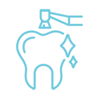 Dental tool cleaning tooth